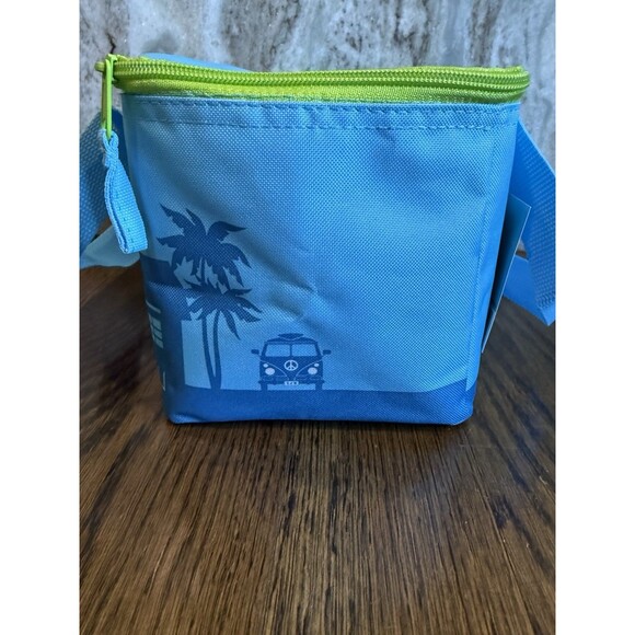 Trader Joe's Bag BLUE w Green Zipper Mini Lunch Insulated Tote Bag NEW Fast Ship - Picture 6 of 9